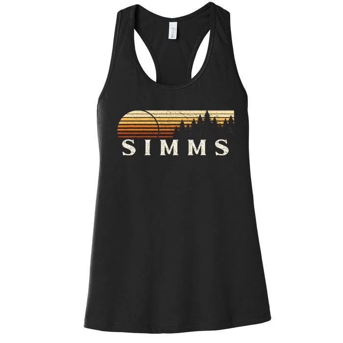 Simms Tx Vintage Evergreen Sunset Eighties Retro Women's Racerback Tank