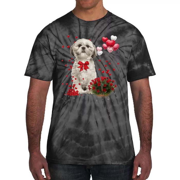 Shih Tzu Valentines Day Funny Dog Lover Happy Valentine Tie-Dye T-Shirt