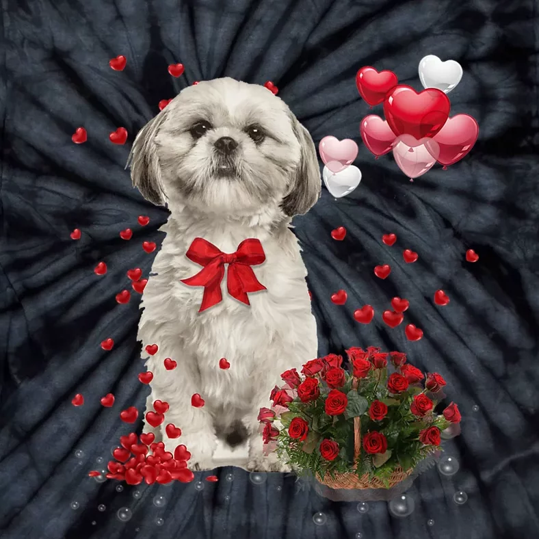 Shih Tzu Valentines Day Funny Dog Lover Happy Valentine Tie-Dye T-Shirt