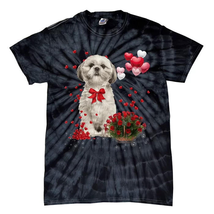 Shih Tzu Valentines Day Funny Dog Lover Happy Valentine Tie-Dye T-Shirt