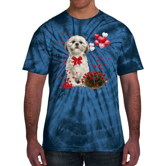 Shih Tzu Valentines Day Funny Dog Lover Happy Valentine Tie-Dye T-Shirt