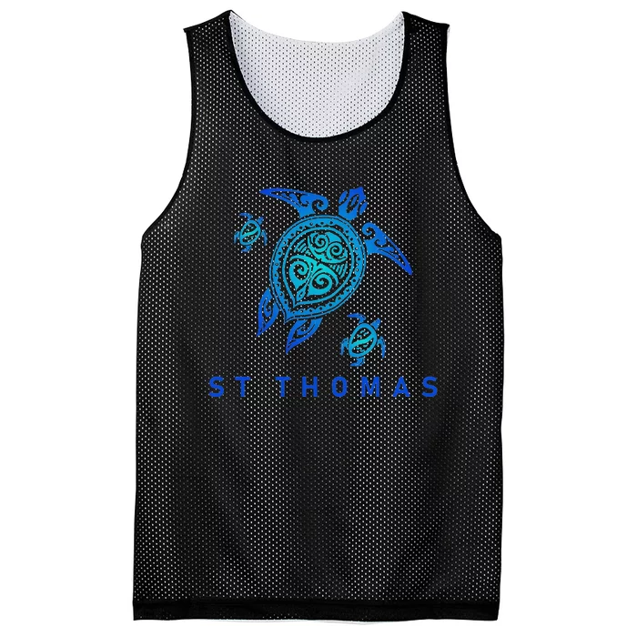 St Thomas Virgin Islands Sea Blue Tribal Turtle Mesh Reversible Basketball Jersey Tank