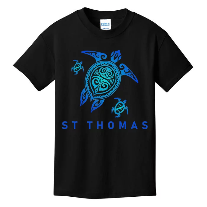 St Thomas Virgin Islands Sea Blue Tribal Turtle Kids T-Shirt