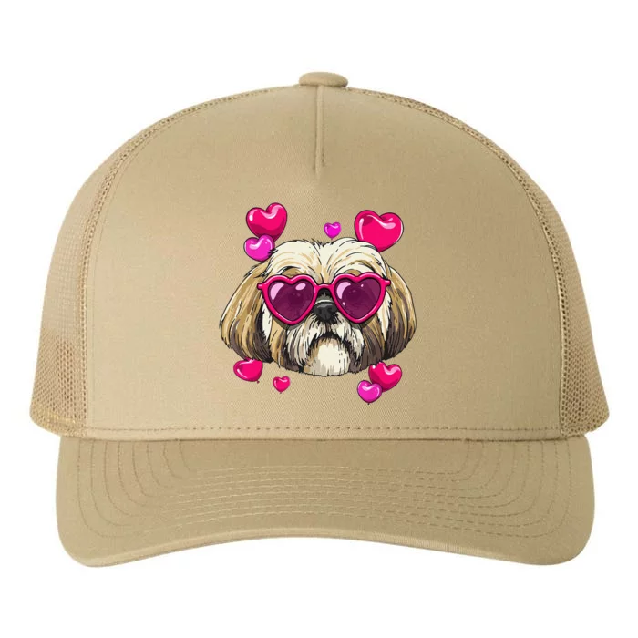 Shih Tzu Valentines Day Heart Dog Lover Yupoong Adult 5-Panel Trucker Hat