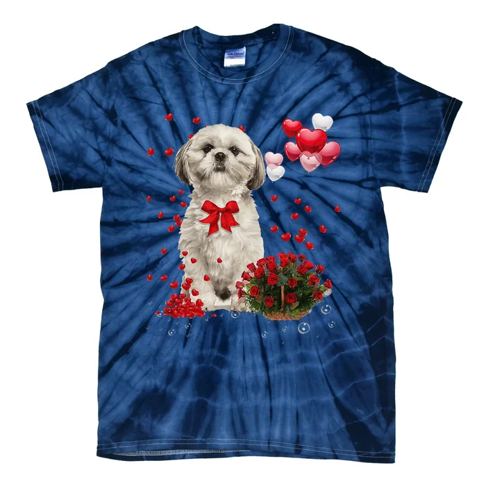 Shih Tzu Valentines Day Funny Dog Lover Happy Valentine Tie-Dye T-Shirt