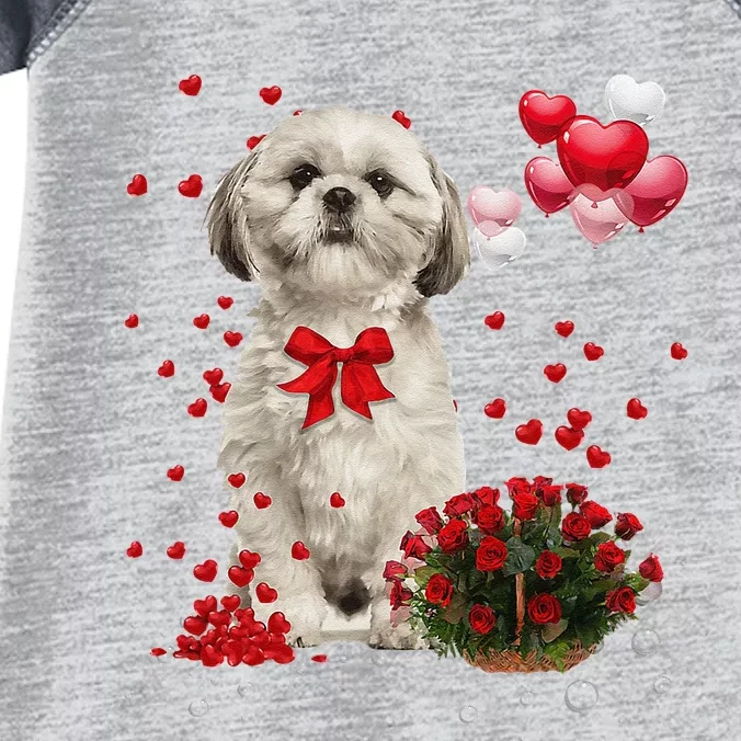 Shih Tzu Valentines Day Funny Dog Lover Happy Valentine Infant Baby Jersey Bodysuit