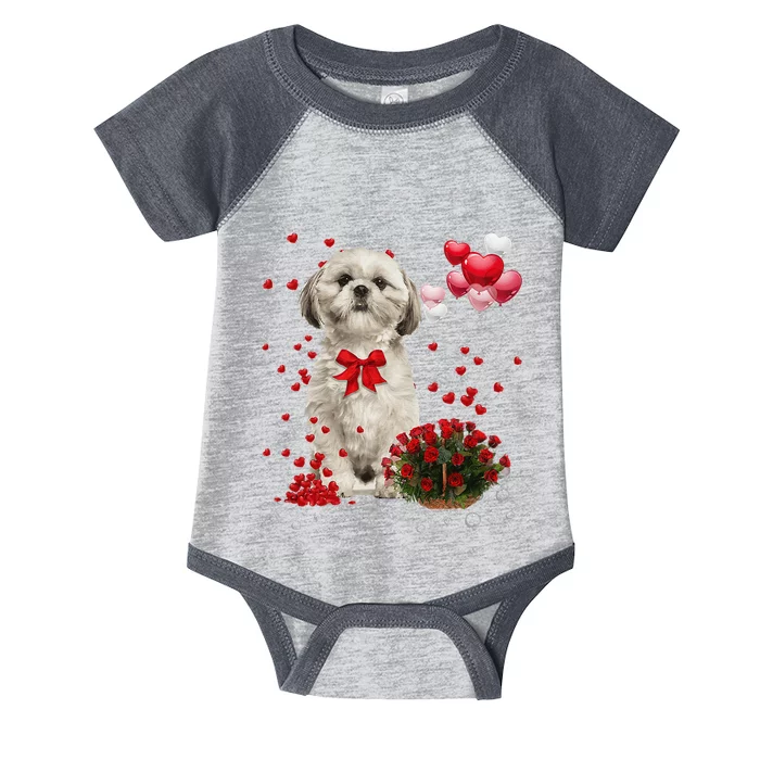 Shih Tzu Valentines Day Funny Dog Lover Happy Valentine Infant Baby Jersey Bodysuit