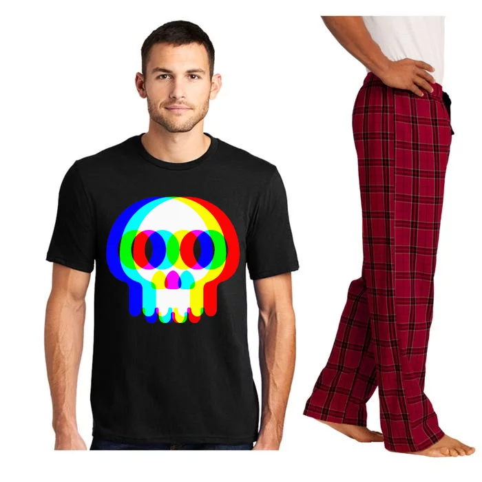 Skull Trippy Vaporwave Halloween Techno Rave Edm Party Pajama Set