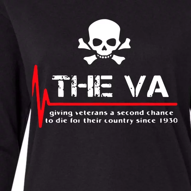 Skull The VA Giving Veterans A Second Chance Womens Cotton Relaxed Long Sleeve T-Shirt