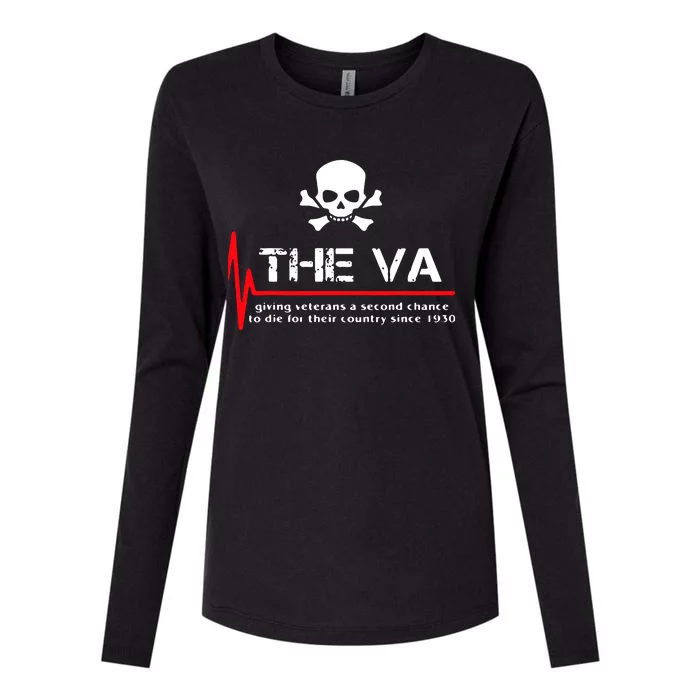 Skull The VA Giving Veterans A Second Chance Womens Cotton Relaxed Long Sleeve T-Shirt