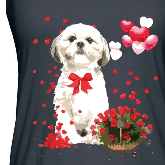 Shih Tzu Valentines Day Funny Dog Lover Happy Valentine Ladies Essential Flowy Tank