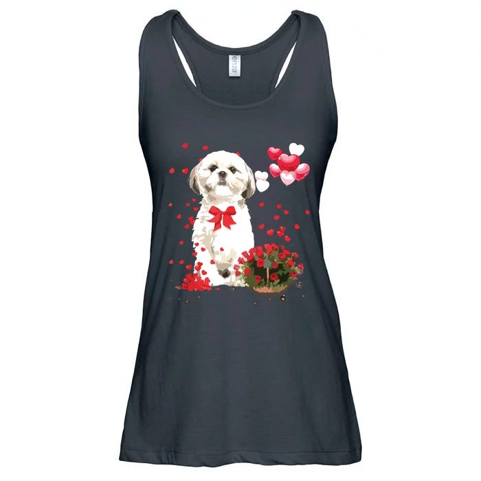 Shih Tzu Valentines Day Funny Dog Lover Happy Valentine Ladies Essential Flowy Tank