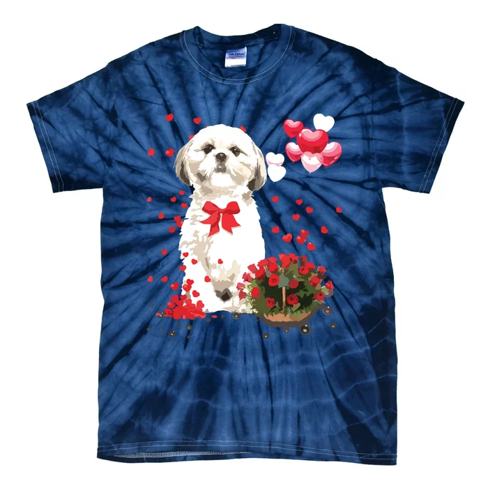 Shih Tzu Valentines Day Funny Dog Lover Happy Valentine Tie-Dye T-Shirt