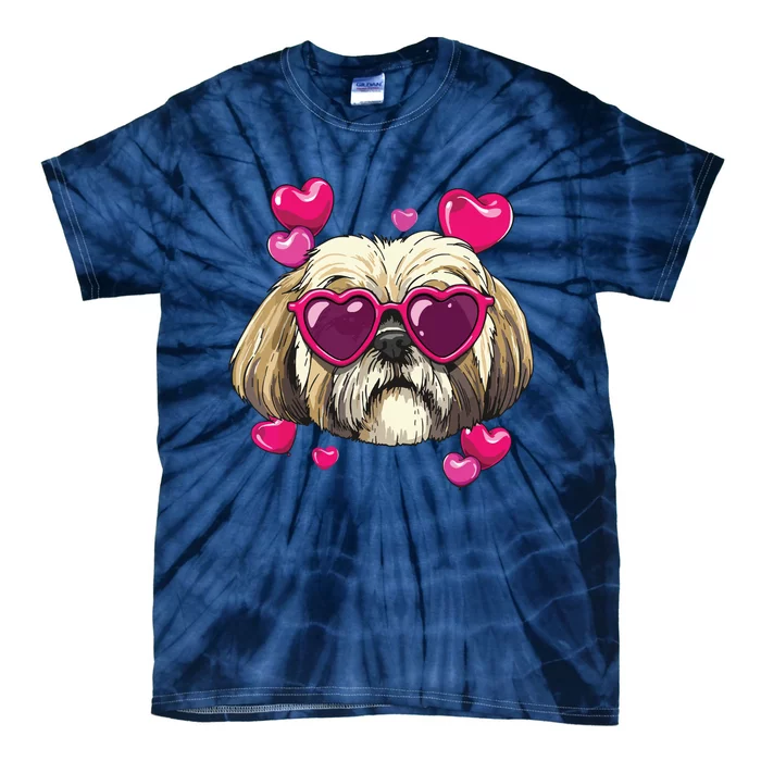 Shih Tzu Valentines Day Heart Dog Lover Tie-Dye T-Shirt