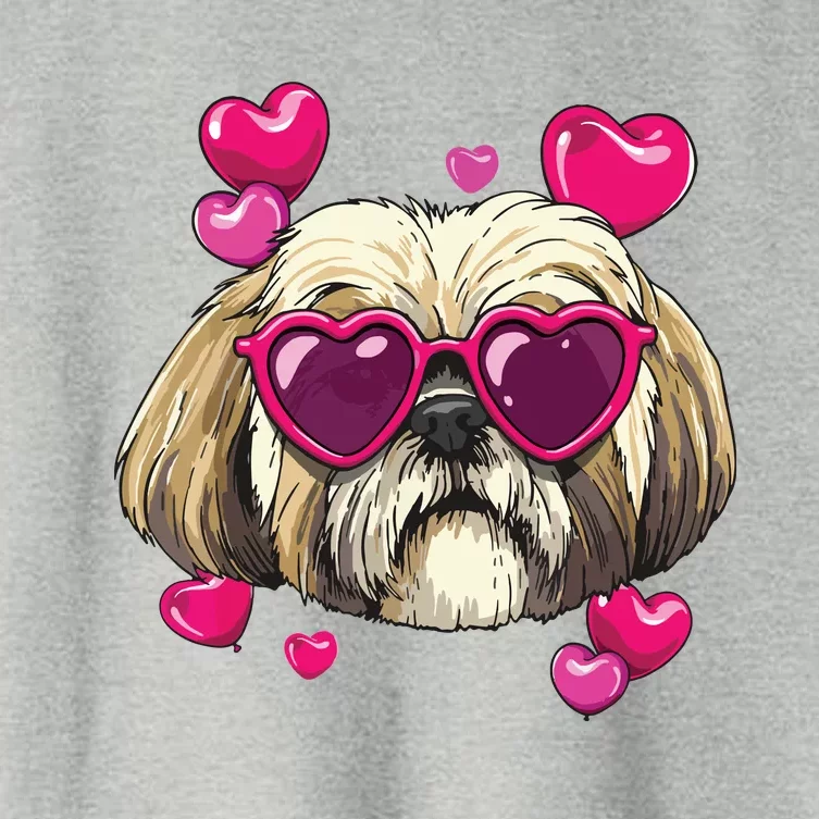 Shih Tzu Valentines Day Heart Dog Lover Women's Crop Top Tee