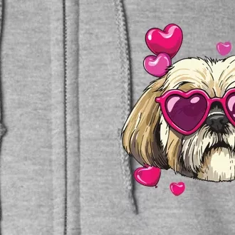 Shih Tzu Valentines Day Heart Dog Lover Full Zip Hoodie