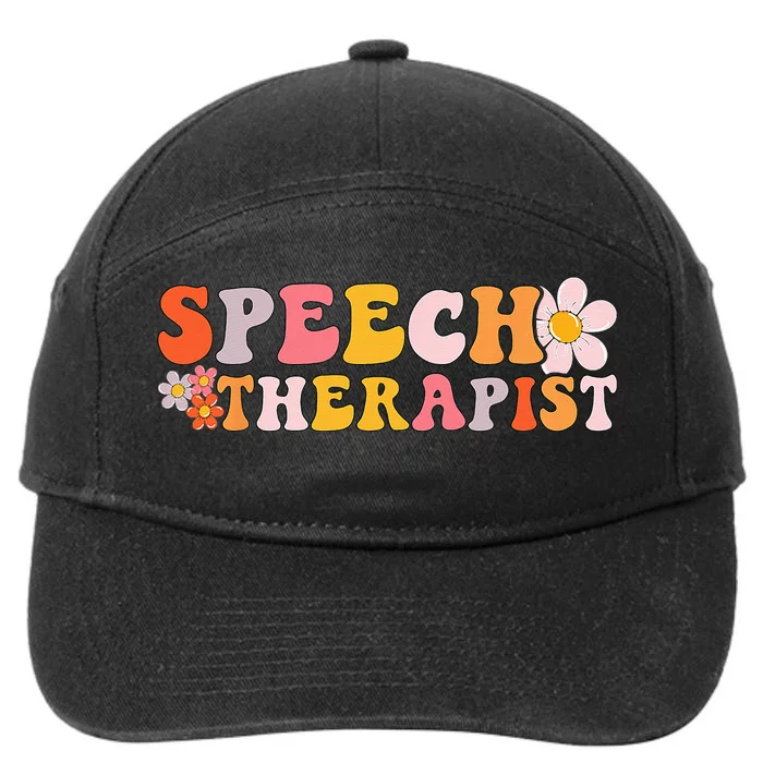 Speech Therapy Vintage Language Pathologist Speech Therapist 7-Panel Snapback Hat