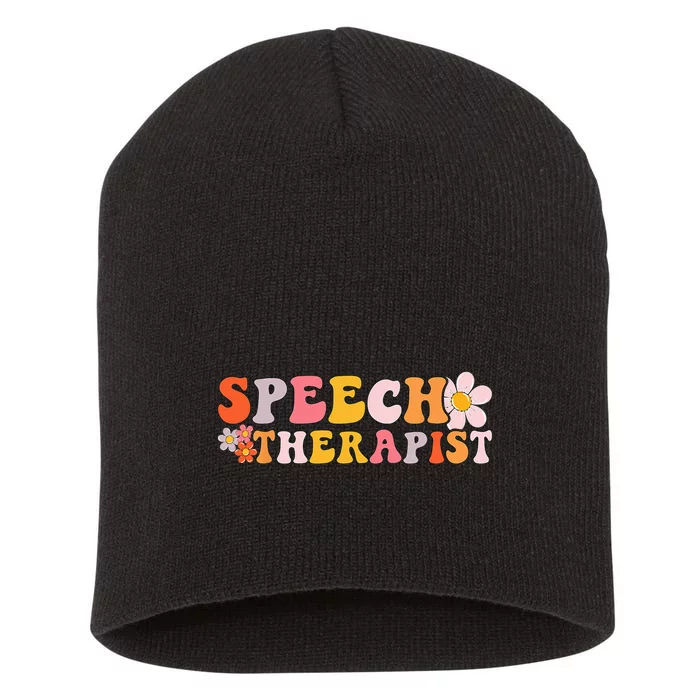 Speech Therapy Vintage Language Pathologist Speech Therapist Short Acrylic Beanie