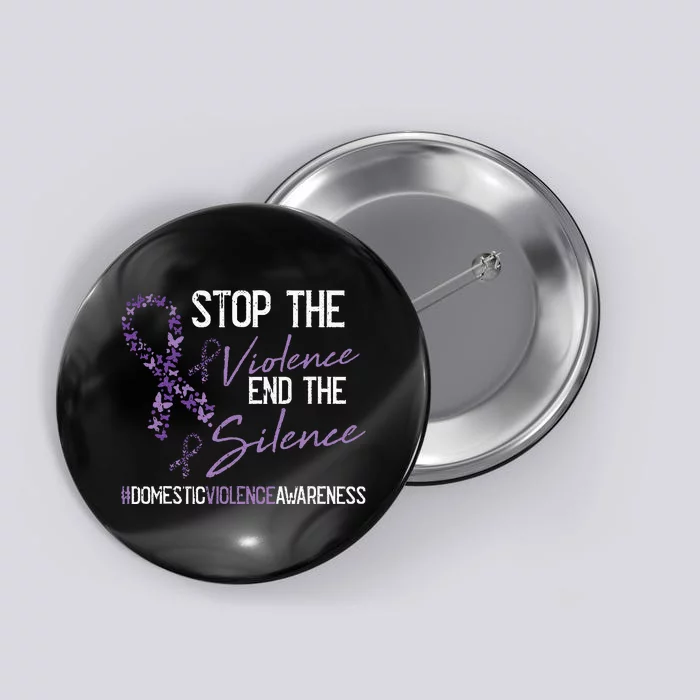 Stop The Violence Domestic Violence Awareness Ribbon Warrior Button