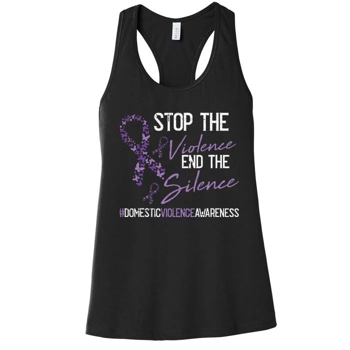 Stop The Violence Domestic Violence Awareness Ribbon Warrior Women's Racerback Tank