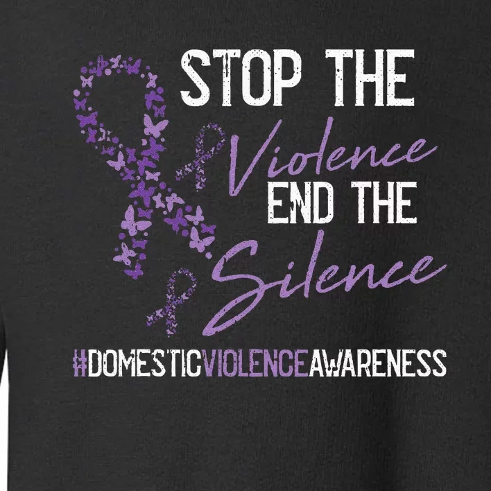 Stop The Violence Domestic Violence Awareness Ribbon Warrior Toddler Sweatshirt