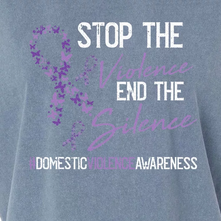 Stop The Violence Domestic Violence Awareness Ribbon Warrior Garment-Dyed Women's Muscle Tee