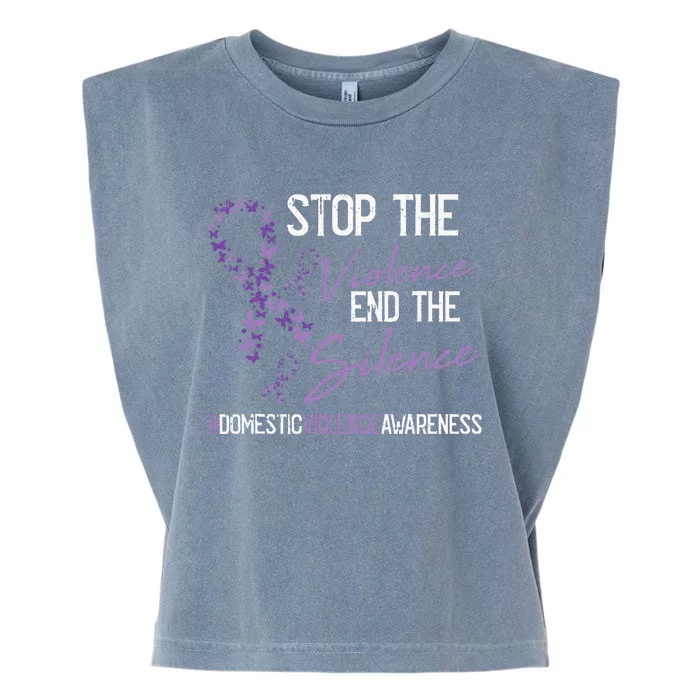 Stop The Violence Domestic Violence Awareness Ribbon Warrior Garment-Dyed Women's Muscle Tee