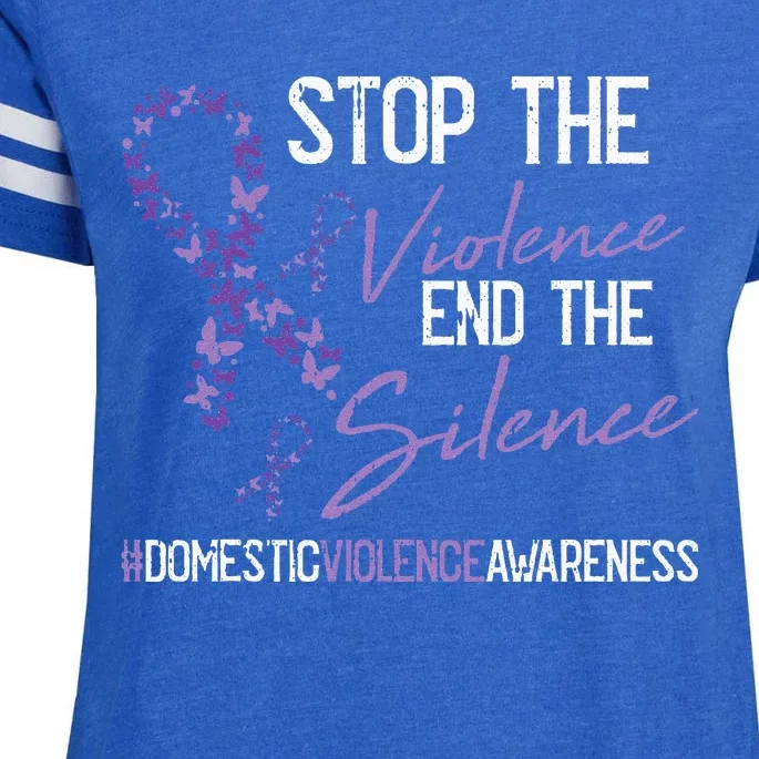 Stop The Violence Domestic Violence Awareness Ribbon Warrior Enza Ladies Jersey Football T-Shirt