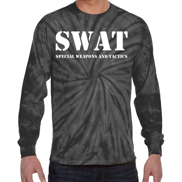 Swat Team Vintage Police Uniform Tie-Dye Long Sleeve Shirt