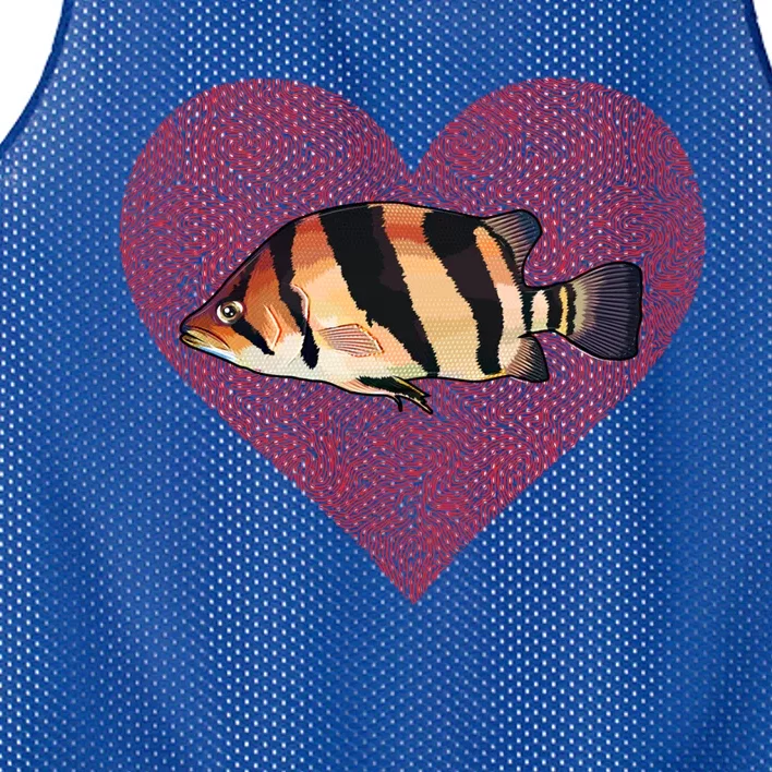 Siamese Tigerfish Valentines Day Fish Love Fingerprint Funny Gift Mesh Reversible Basketball Jersey Tank