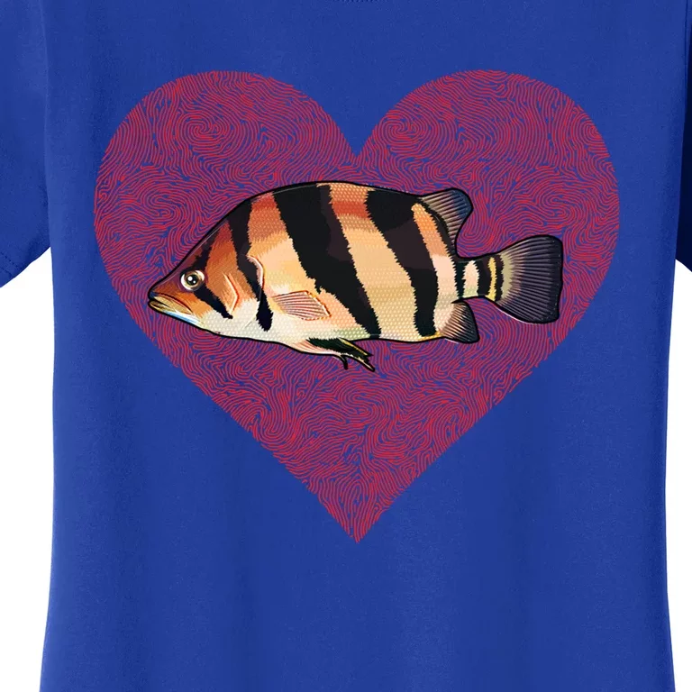 Siamese Tigerfish Valentines Day Fish Love Fingerprint Funny Gift Women's T-Shirt