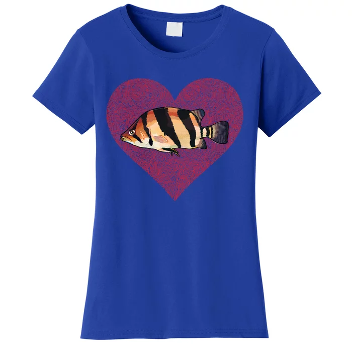 Siamese Tigerfish Valentines Day Fish Love Fingerprint Funny Gift Women's T-Shirt