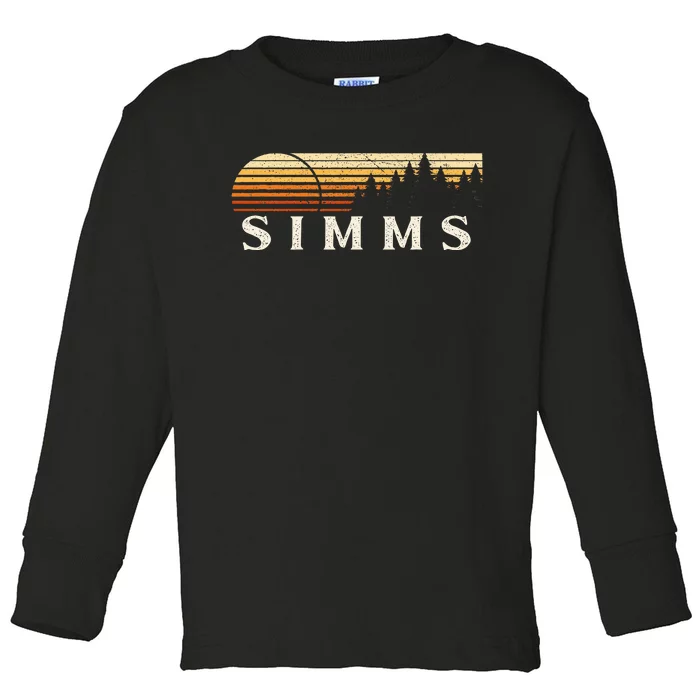 Simms Tx Vintage Evergreen Sunset Eighties Retro Toddler Long Sleeve Shirt