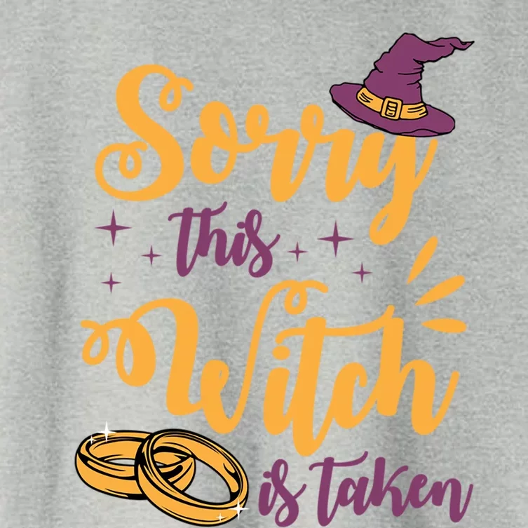 Sorry This Witch Is Taken Funny Cute Married Wife Halloween Funny Gift Women's Crop Top Tee