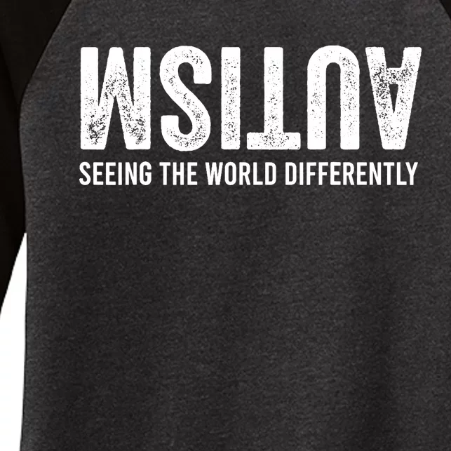 Seeing the World differently Autism Awareness Women's Tri-Blend 3/4-Sleeve Raglan Shirt