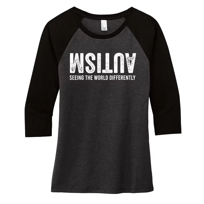 Seeing the World differently Autism Awareness Women's Tri-Blend 3/4-Sleeve Raglan Shirt