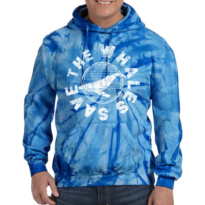 Save The Whales 80s Retro Ocean Conservation Vintage Gift Tie Dye Hoodie