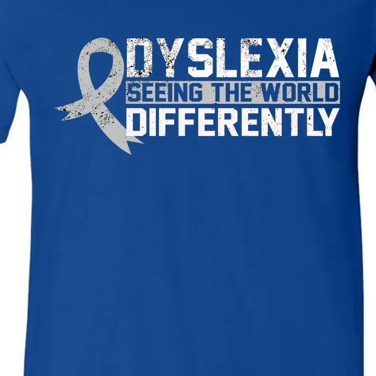 Seeing The World Differently Gift Dyslexia Meaningful Gift V-Neck T-Shirt