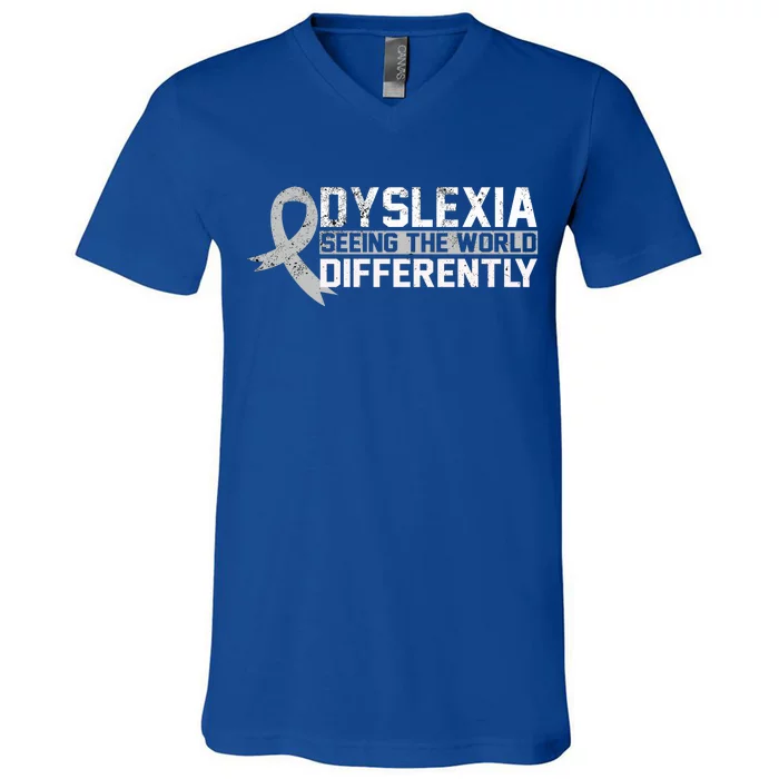 Seeing The World Differently Gift Dyslexia Meaningful Gift V-Neck T-Shirt