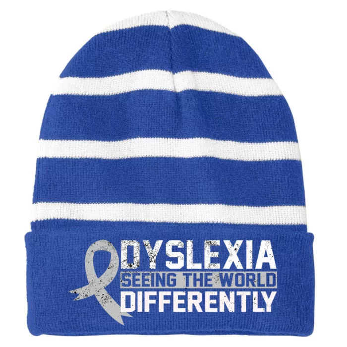 Seeing The World Differently Gift Dyslexia Meaningful Gift Striped Beanie with Solid Band