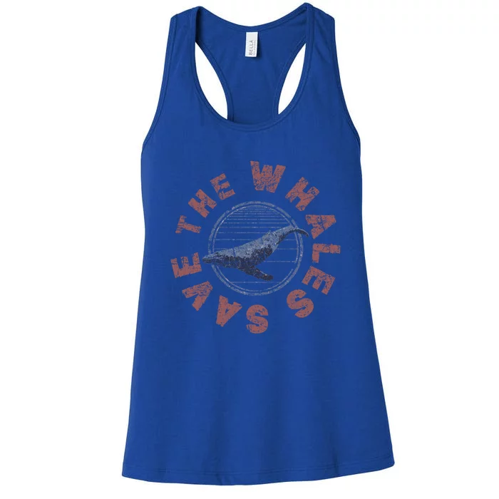 Save The Whales 80s Retro Vintage Gift Women's Racerback Tank