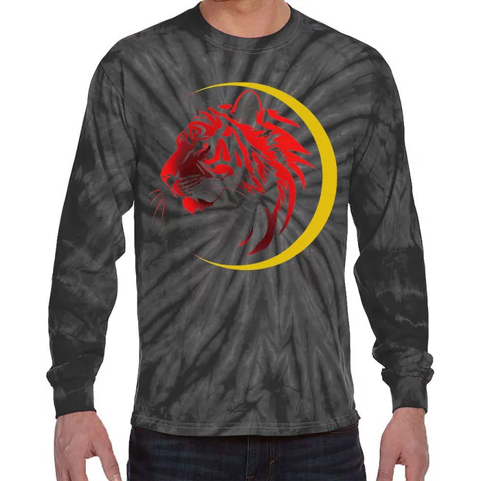 Shotokan Tiger With Gold Crescent Karate Modern Tie-Dye Long Sleeve Shirt