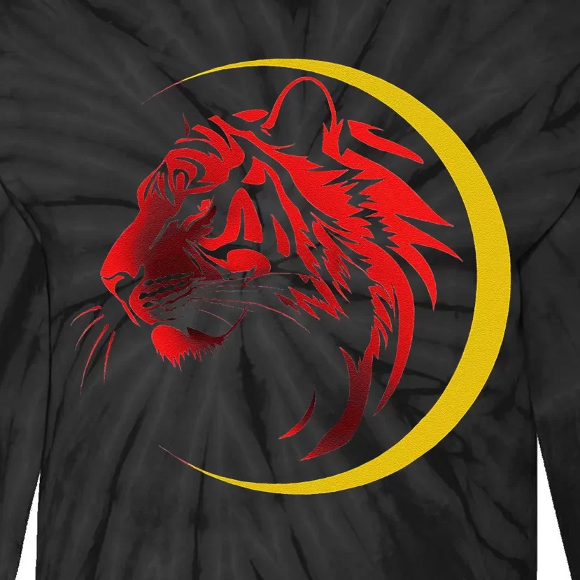 Shotokan Tiger With Gold Crescent Karate Modern Tie-Dye Long Sleeve Shirt