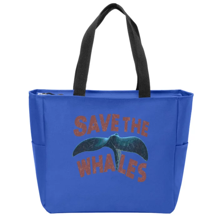 Save The Whales 80s Vintage Retro Gift Zip Tote Bag