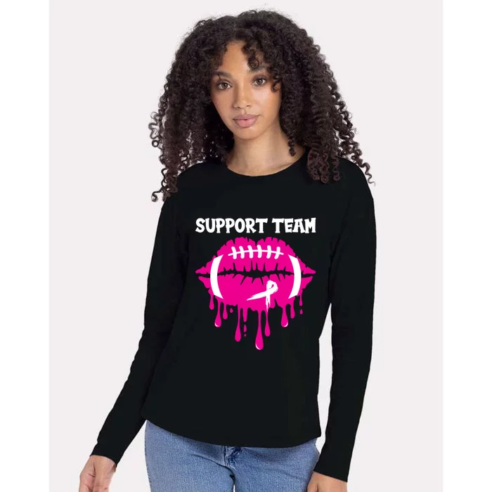 Support Team Wear Pink Football Lips Breast Cancer Warrior Great Gift Womens Cotton Relaxed Long Sleeve T-Shirt