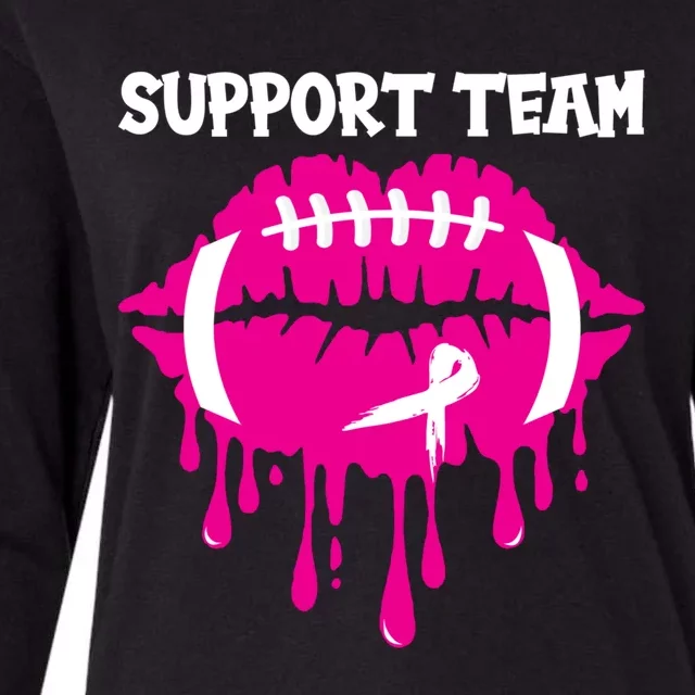 Support Team Wear Pink Football Lips Breast Cancer Warrior Great Gift Womens Cotton Relaxed Long Sleeve T-Shirt