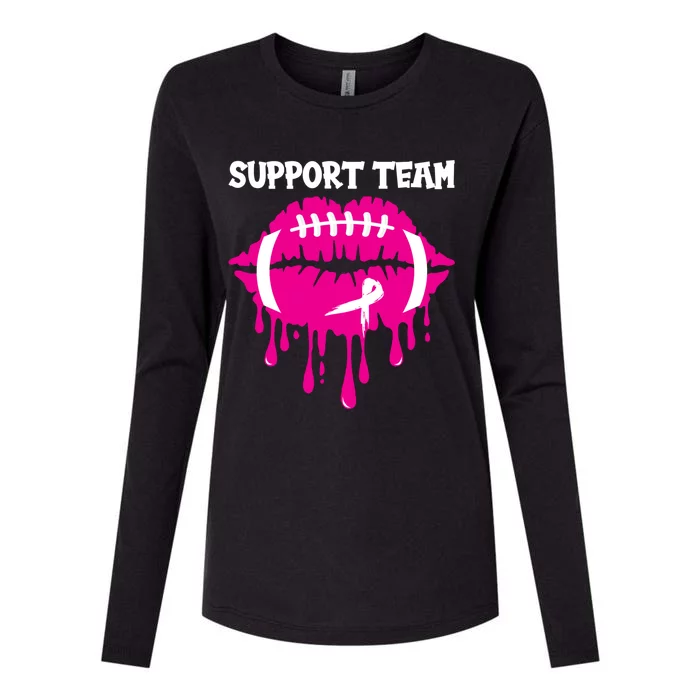 Support Team Wear Pink Football Lips Breast Cancer Warrior Great Gift Womens Cotton Relaxed Long Sleeve T-Shirt