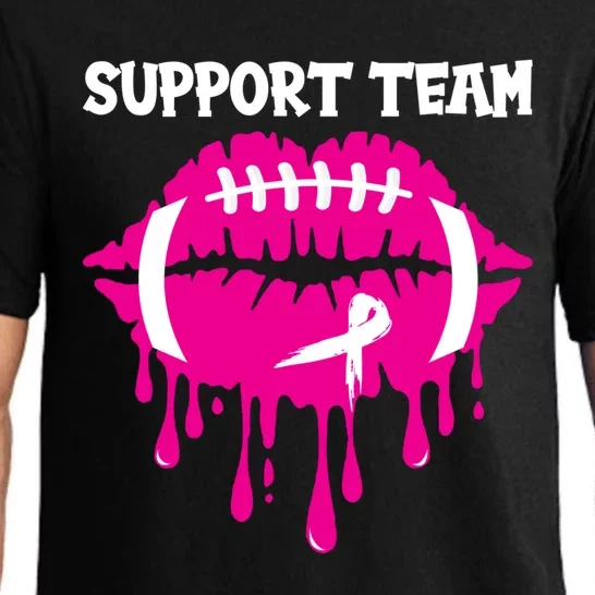 Support Team Wear Pink Football Lips Breast Cancer Warrior Great Gift Pajama Set