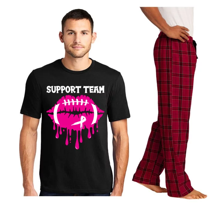 Support Team Wear Pink Football Lips Breast Cancer Warrior Great Gift Pajama Set