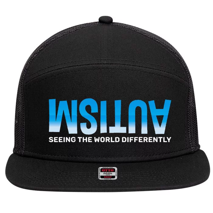 Seeing The World Differently Autism Awareness 7 Panel Mesh Trucker Snapback Hat